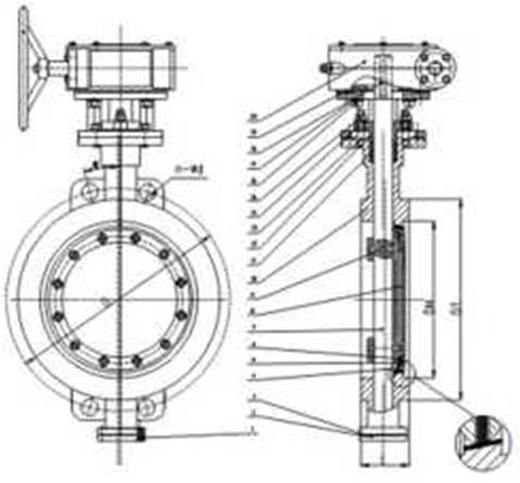 Turbo-actuated triple eccentric butterfly valve