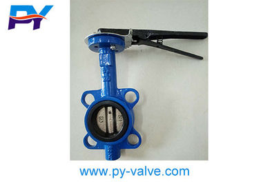 China Wafer type handle drives the cast iron rubber seal butterfly valve manufacturer. supplier