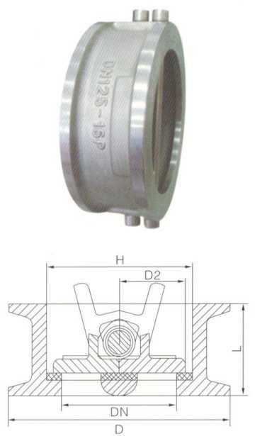 Stainless steel clip in split swing check valve PN25 DN500